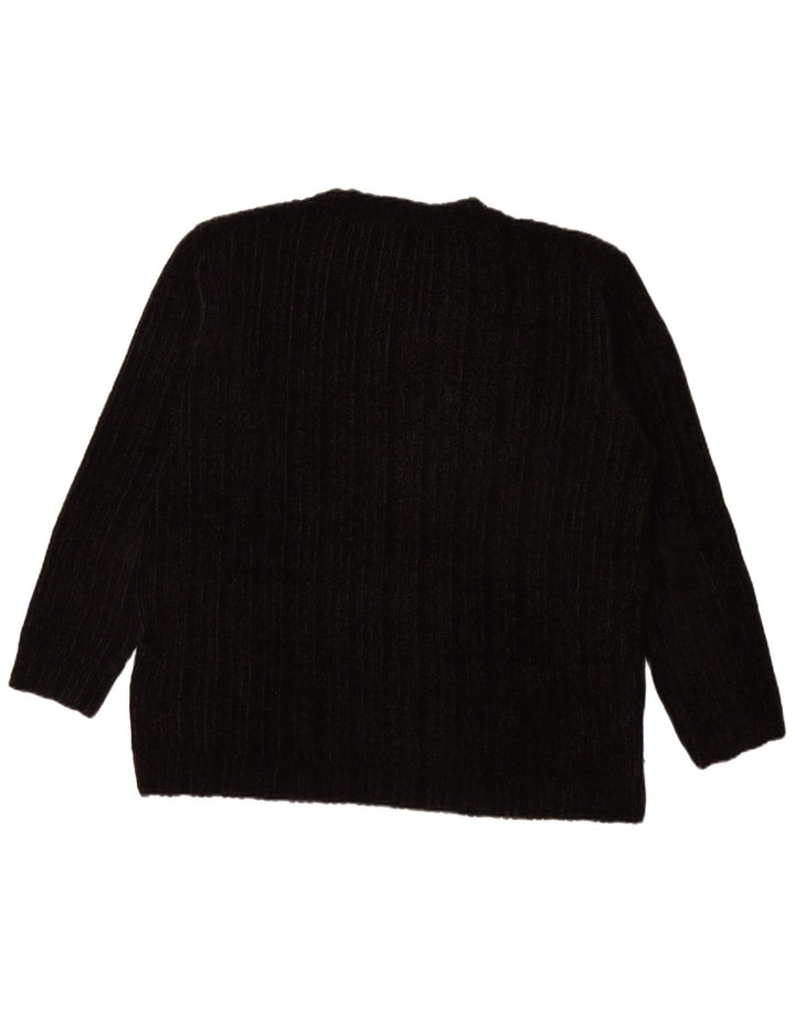 Maglione vintage da uomo con scollo a V XL in acrilico nero