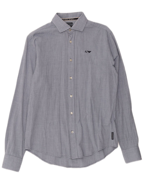 Camicia Armani Jeans da uomo su misura blu medio gessato