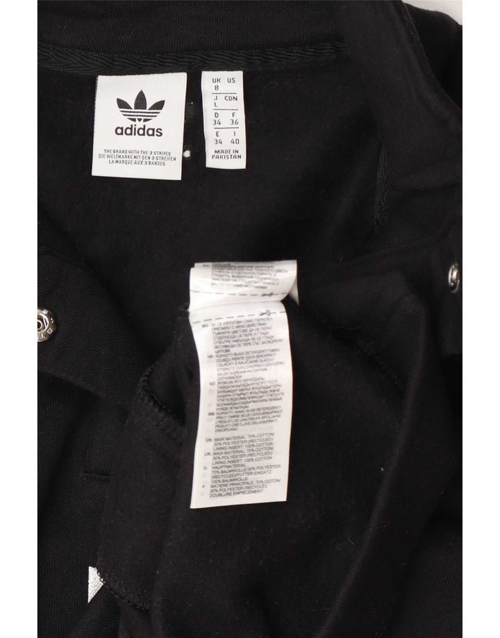 Felpa Adidas da donna oversize con collo corto e bottoni, maglione UK 8, piccola, nera