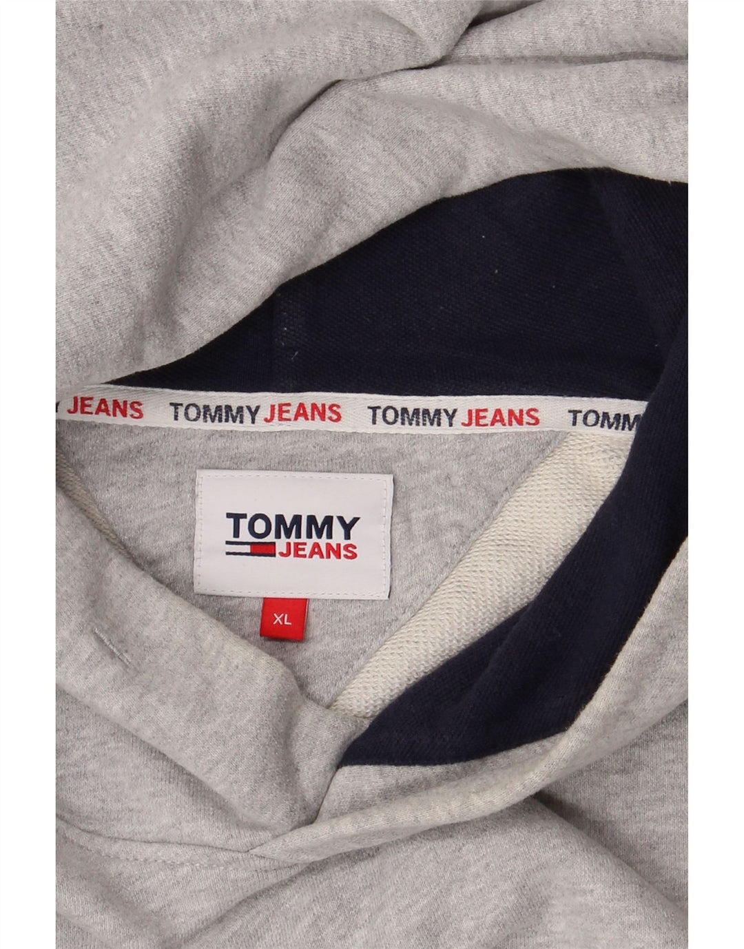 TOMMY HILFIGER Felpa con cappuccio grafica da uomo XL Grigio Colourblock