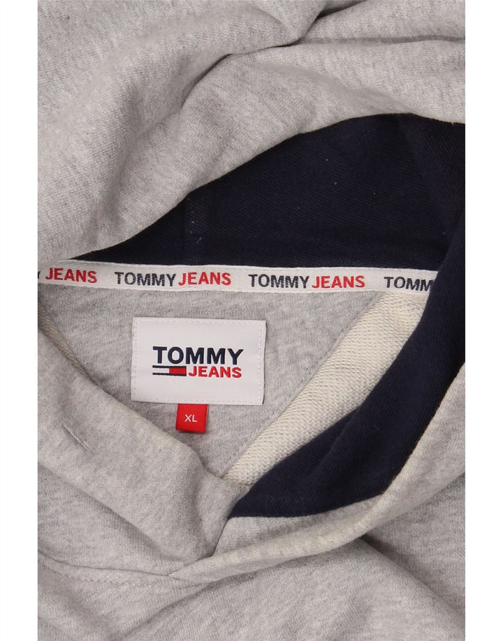 TOMMY HILFIGER Felpa con cappuccio grafica da uomo XL Grigio Colourblock