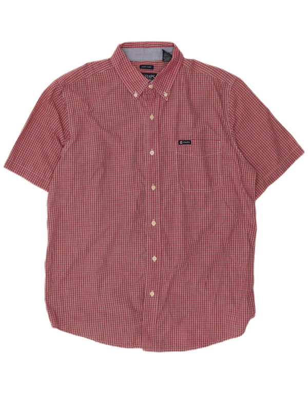 Camicia a maniche corte da uomo Chaps grande in cotone a quadretti rossi