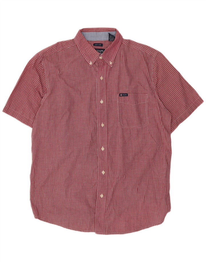 Camicia a maniche corte da uomo Chaps grande in cotone a quadretti rossi