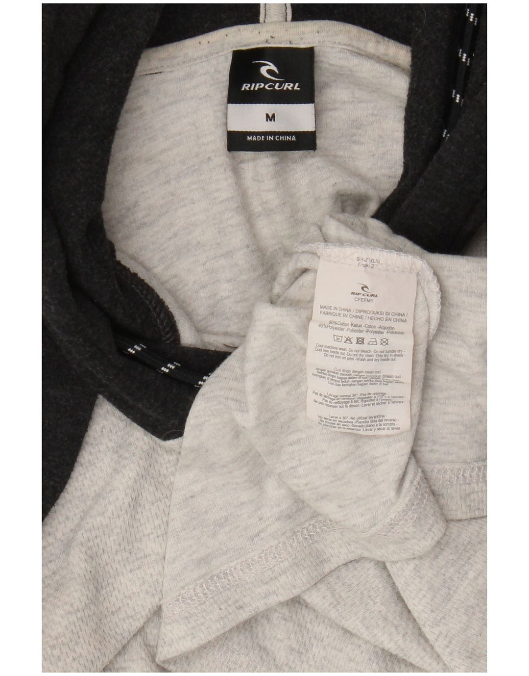 Rip Curl Top da uomo con cappuccio a maniche lunghe in cotone color block grigio medio