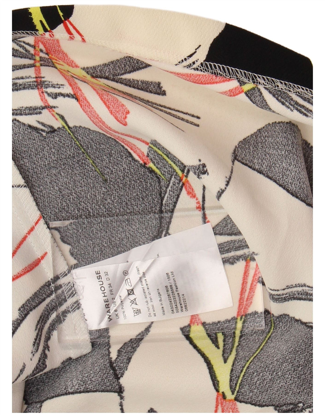 WAREHOUSE Gonna a trapezio da donna UK 6 XS W25 Poliestere floreale bianco sporco