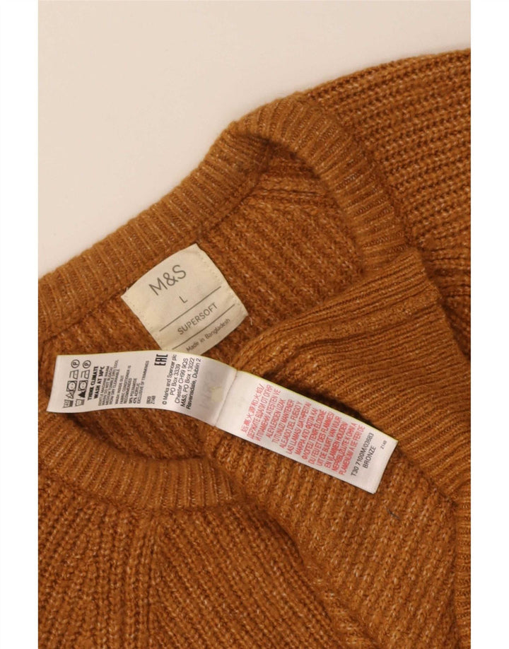 Maglione maglione girocollo da uomo Marks & Spencer grande marrone in poliammide