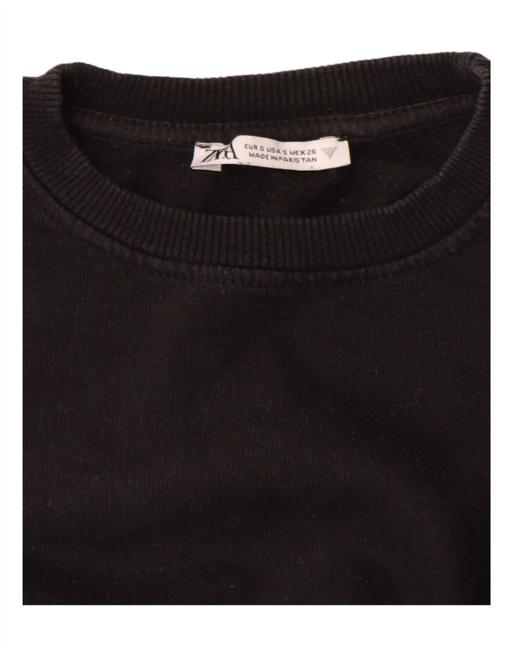 Felpa corta da donna Zara UK 10 piccola nera