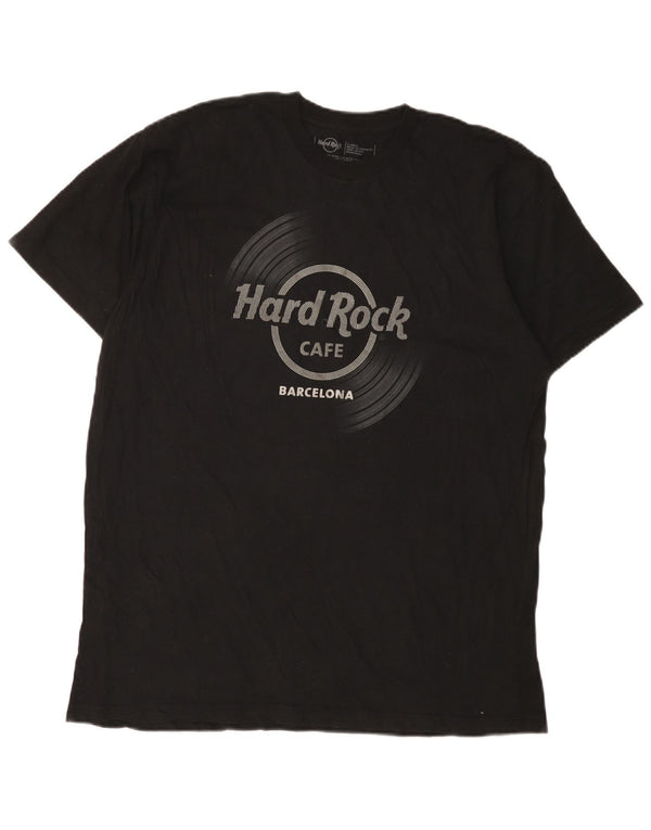 T-shirt grafica da uomo Hard Rock Cafe Barcelona Top XL in cotone nero