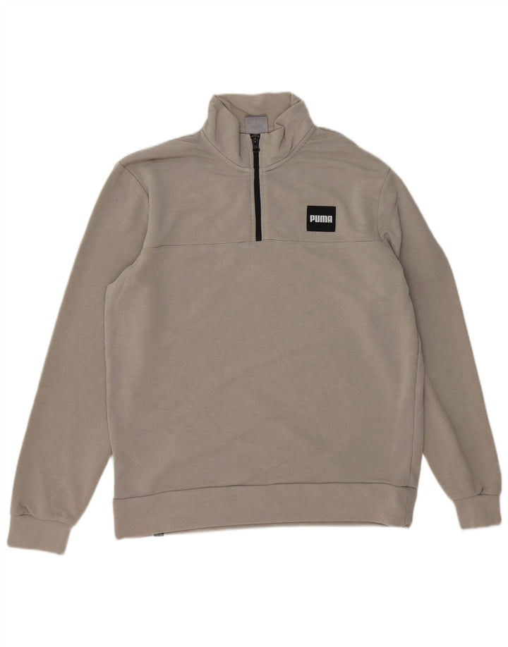 Felpa Puma Uomo con zip sul collo, maglione grigio medio