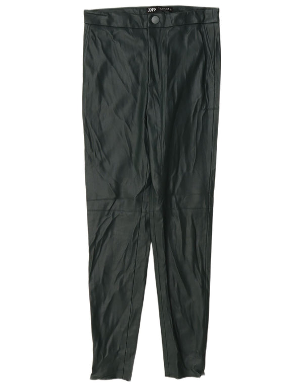 Pantaloni skinny da donna in ecopelle Zara piccoli W26 L27 poliestere verde