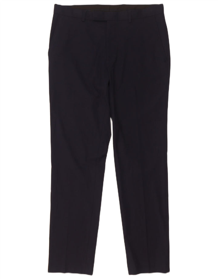 Pantaloni da abito slim fit da uomo Marks & Spencer W32 L31 poliestere blu navy