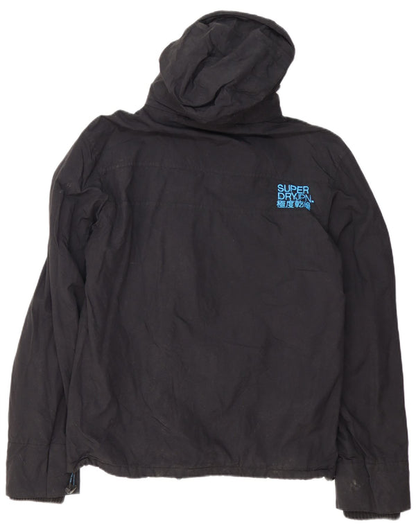 Superdry Giacca a vento da uomo con cappuccio con grafica UK 42 XL Nylon nero