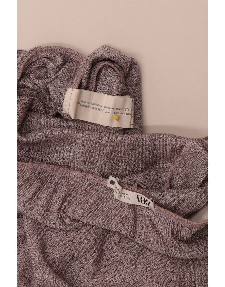 Pantaloni casual svasati da donna Zara grandi W34 L32 poliestere grigio