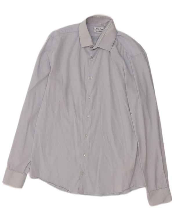 Camicia slim fit da uomo Calvin Klein taglia 39 cotone blu medio
