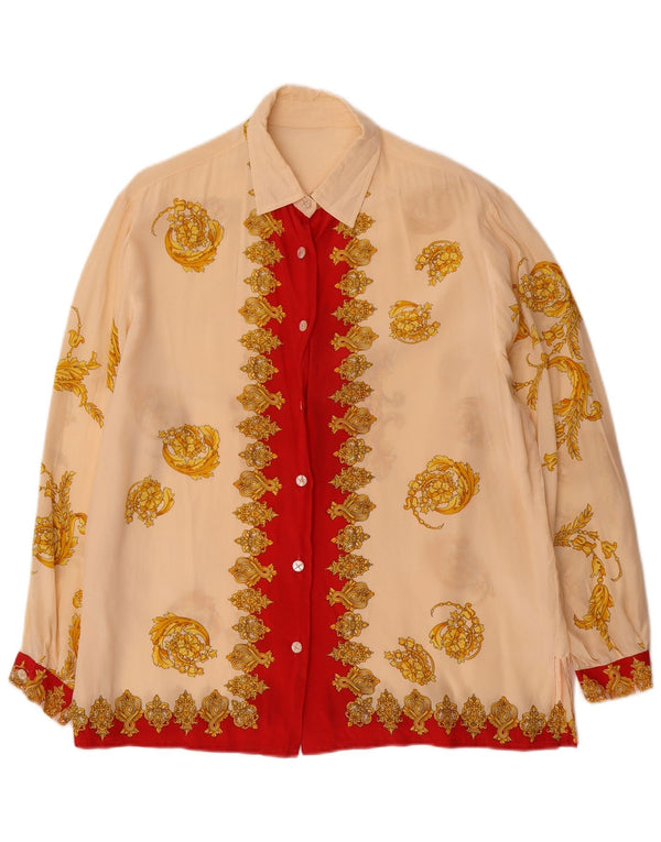 Camicetta camicia vintage da donna UK 18 XL Beige floreale