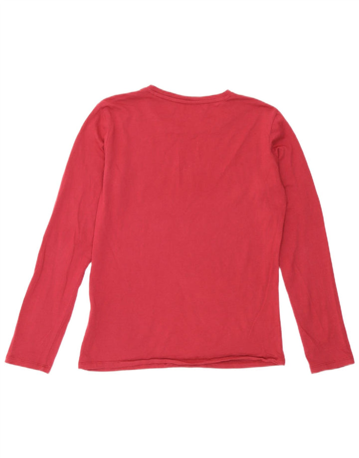 Guess Top grafico da donna a maniche lunghe UK 12 Borgogna medio Colorblock