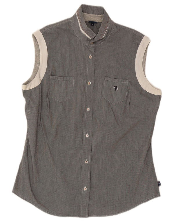Camicia senza maniche da donna Trussardi Jeans UK 14 Check grigio medio