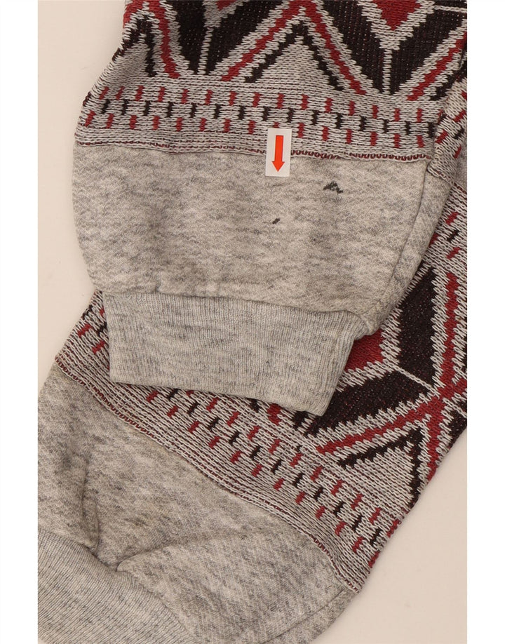 VINTAGE Mens Tracksuit Top Jacket 2XL Grey Geometric