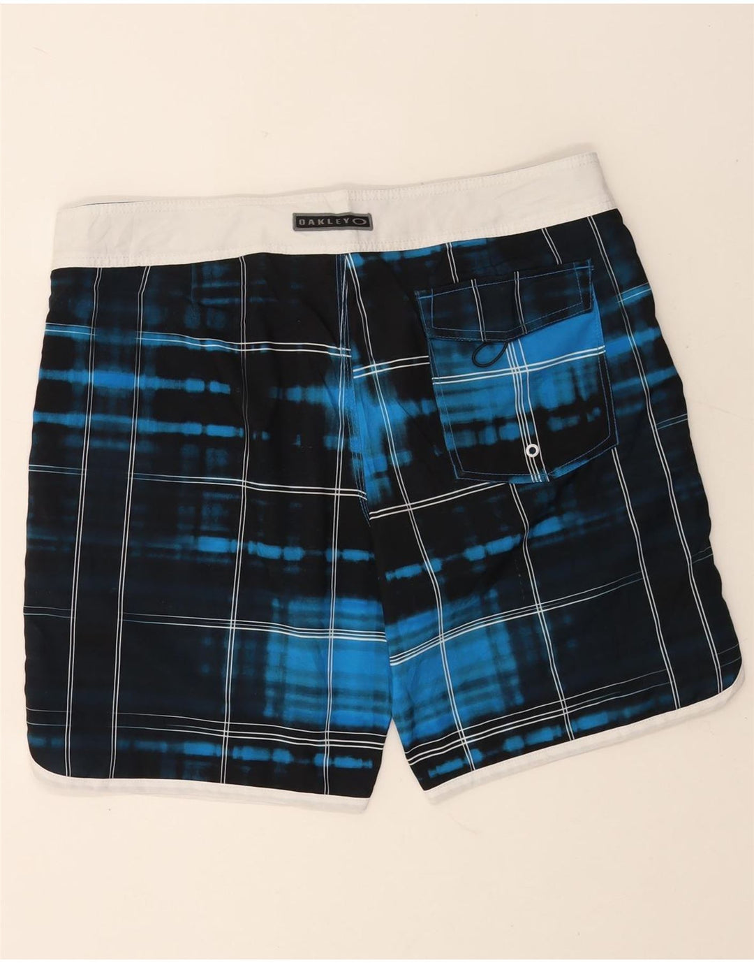 Pantaloncini da bagno da uomo Oakley XL in poliestere a quadri blu navy