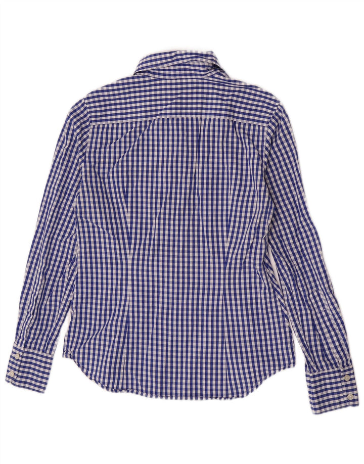 Camicia da donna Benetton UK 10 Small Blu Navy a quadretti