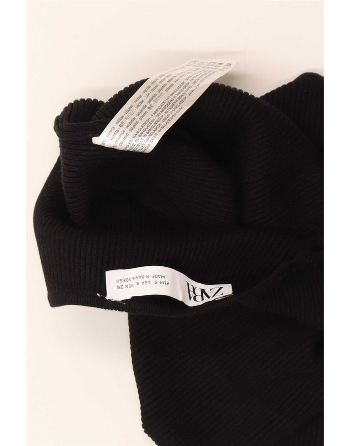Top corto da donna con spalle scoperte Zara UK 8 piccolo in viscosa nera