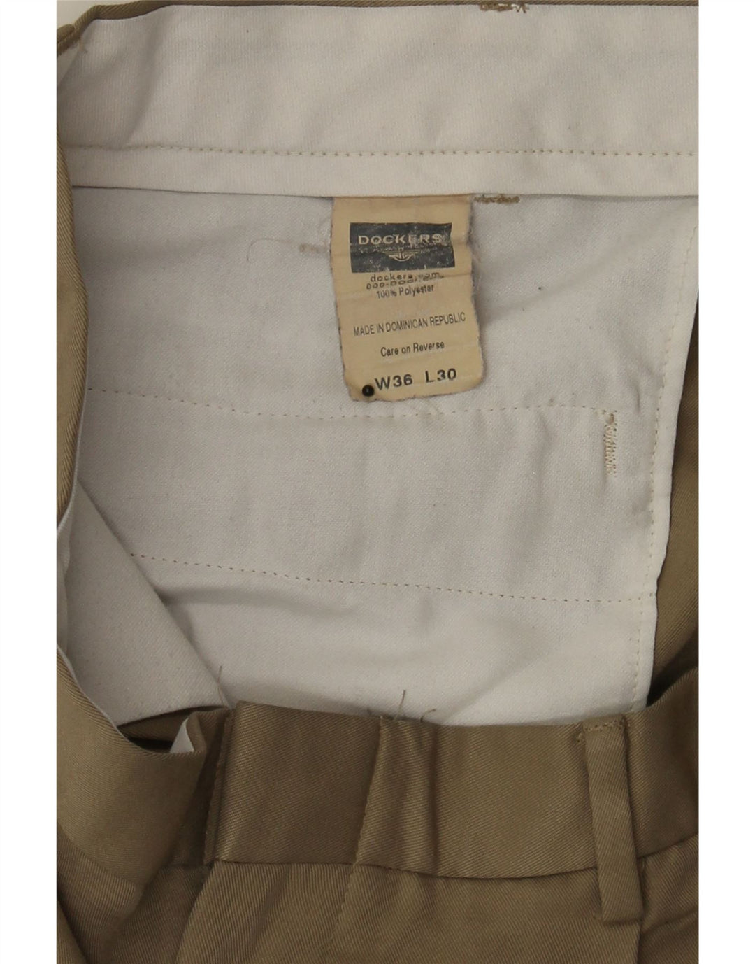 DOCKERS Mens Pegged Chino Trousers W36 L30 Beige Polyester Vintage Dockers and Second-Hand Dockers from Messina Hembry 