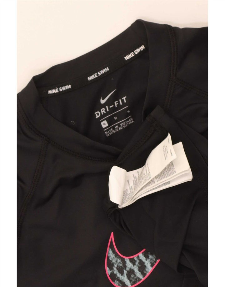 T-shirt grafica da donna Nike Dri Fit Top UK 12 medio nero poliestere