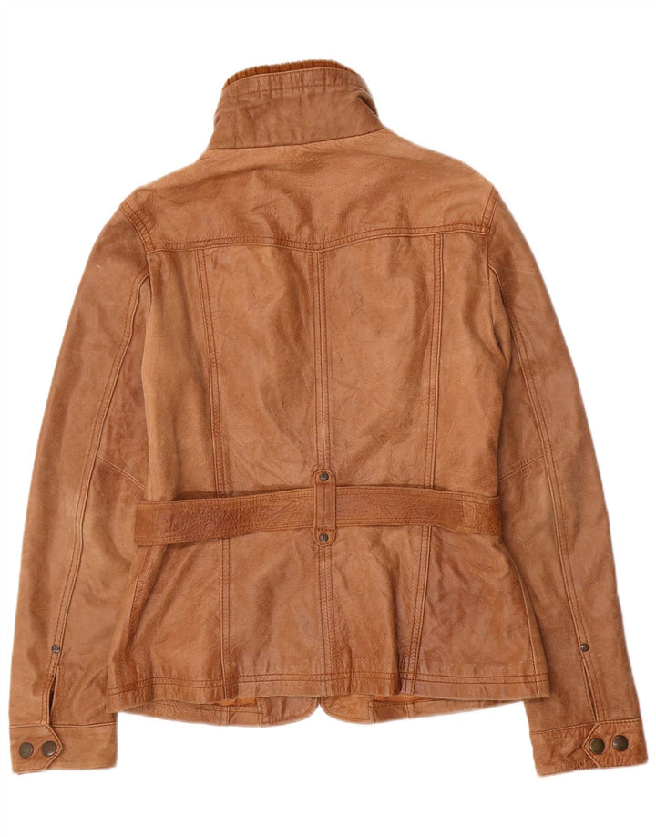 Giacca in pelle vintage da donna UK 18 XL in pelle marrone