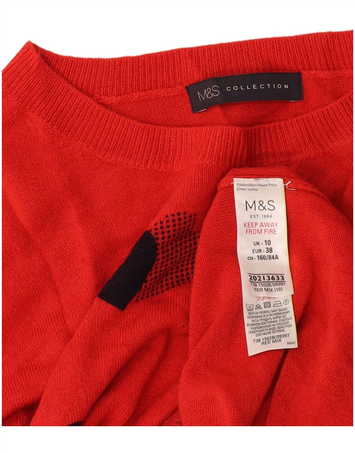 Maglione maglione con scollo a barca da donna Marks & Spencer UK 10 piccolo arancione
