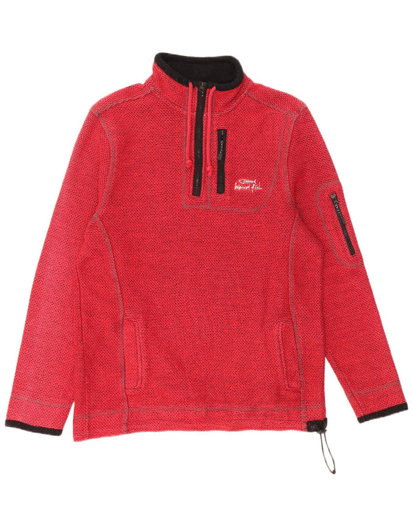 Felpa da uomo con collo con zip Weird Fish, maglione grande, cotone rosso