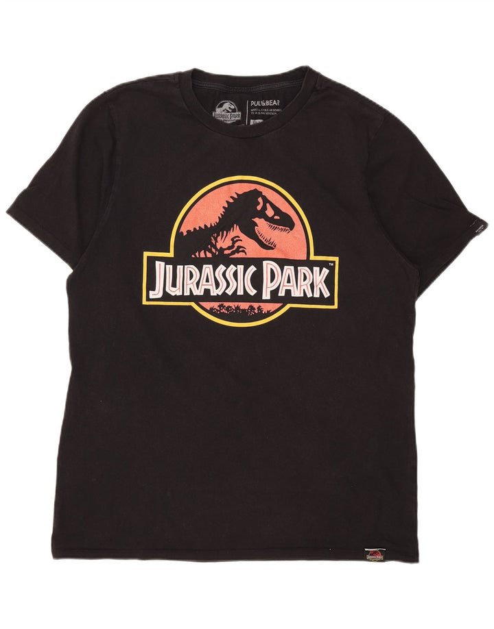 PULL & BEAR Mens Graphic T-Shirt Top Large Black Cotton