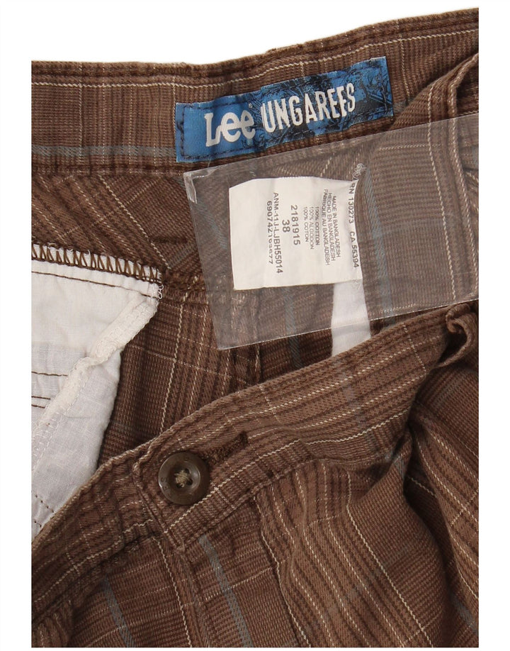 Pantaloncini cargo da uomo Lee W38 XL in cotone a quadri marroni
