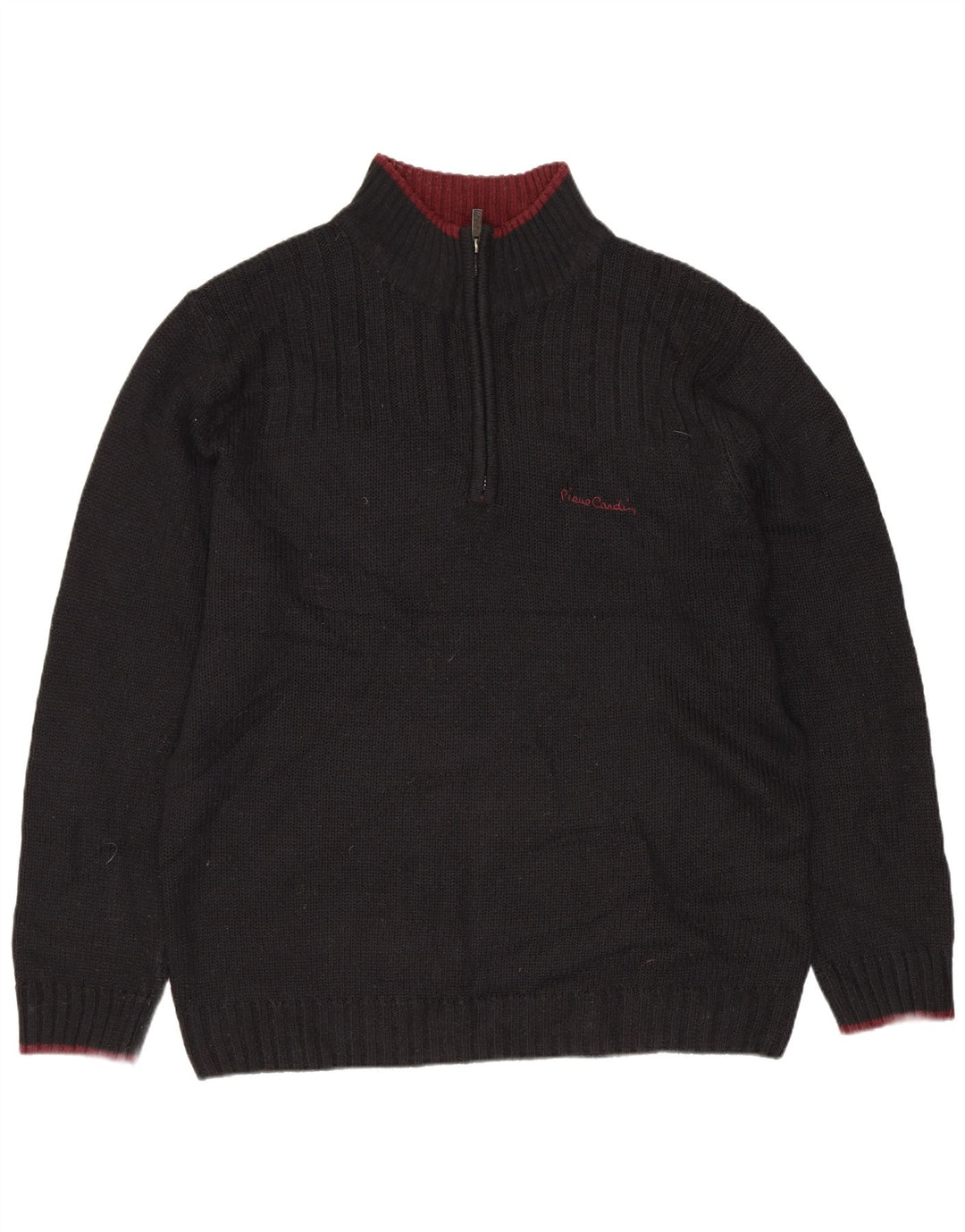 PIERRE CARDIN Maglione da donna con collo con zip UK 20 2XL Acrilico nero