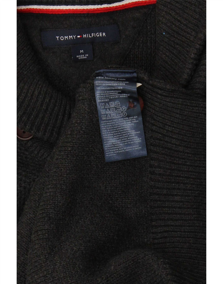 Maglione maglione da uomo con collo a scialle Tommy Hilfiger in cotone grigio medio