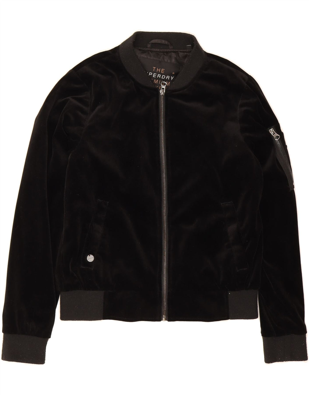 SUPERDRY Womens Bomber Jacket UK 10 Small Black Polyester Vintage Superdry and Second-Hand Superdry from Messina Hembry 