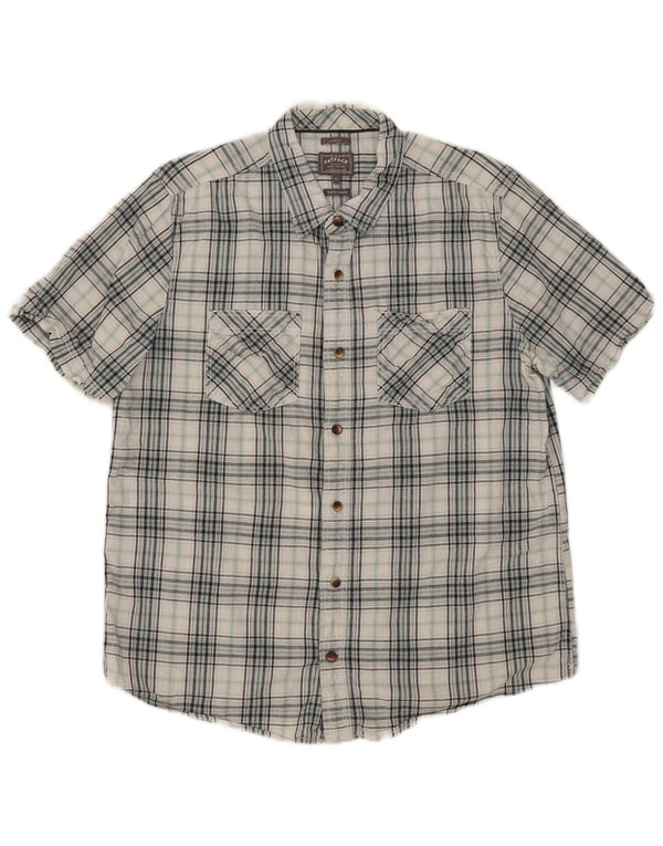 Camicia slim fit a maniche corte da uomo Fat Face XL in cotone a quadri blu