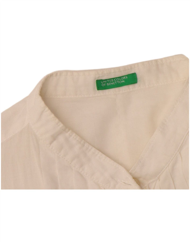 Camicia formale da donna Benetton con volant sul davanti UK 10 piccola in cotone bianco