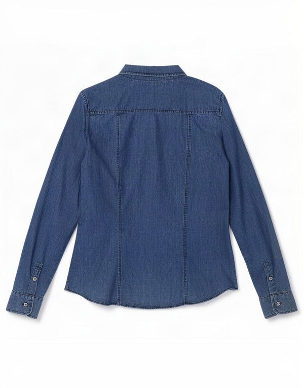 Marella Womens EMME Denim Shirt IT 42 Medium Blue Cotton