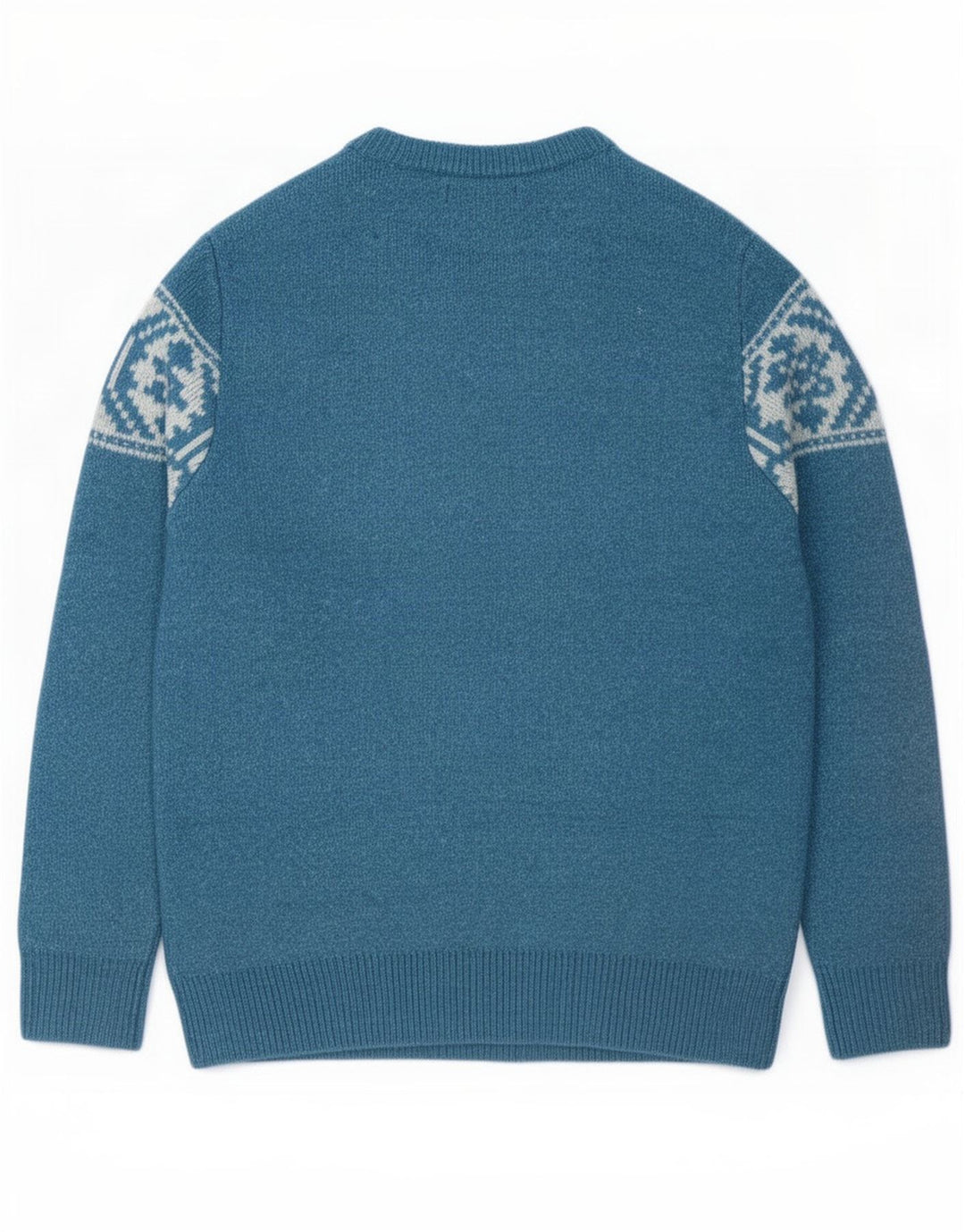 Maglione da uomo con scollo a barca Marks & Spencer, blu medio, acrilico Fair Isle