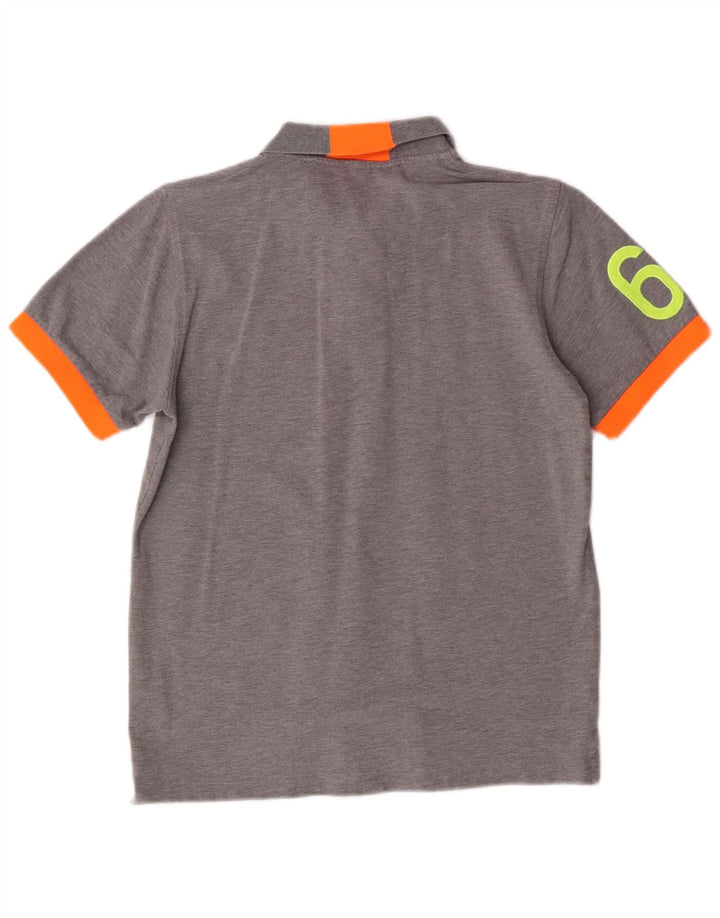 Polo grafica da uomo Sun68 piccola in cotone grigio