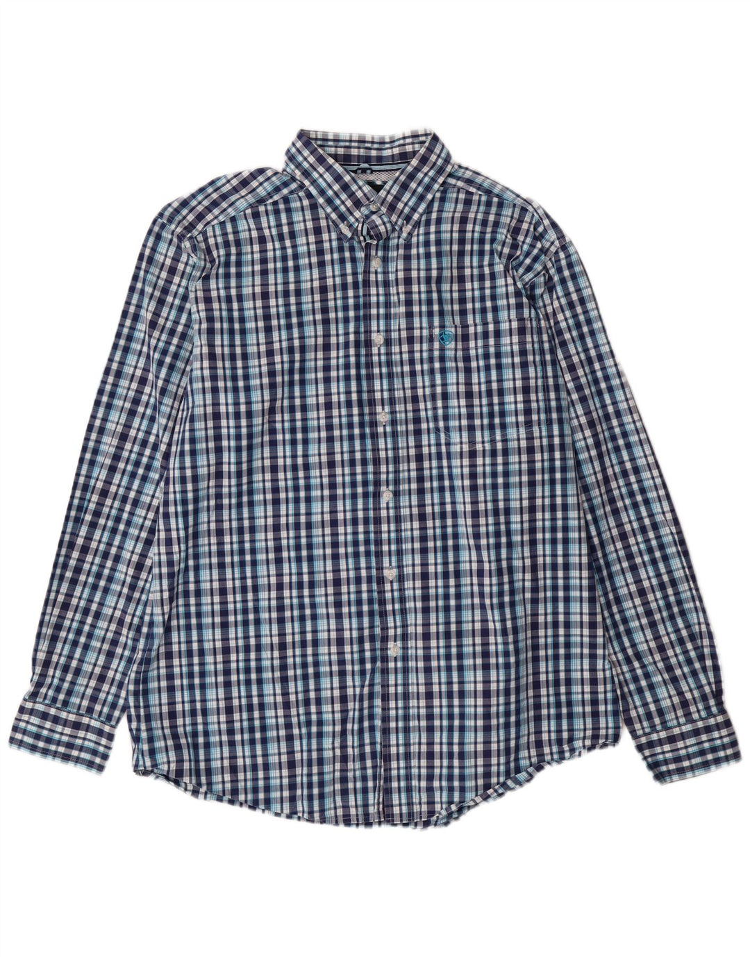 Camicia aderente da uomo Ariat XL in cotone a quadri blu