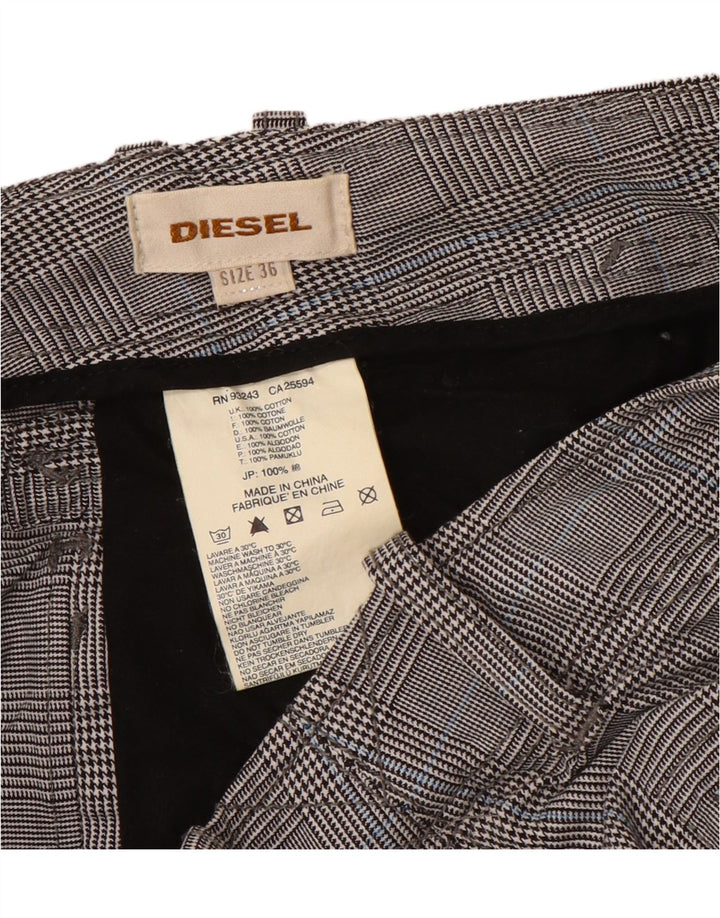 Pantaloncini cargo da uomo Diesel W36 grandi in cotone pied de poule grigio