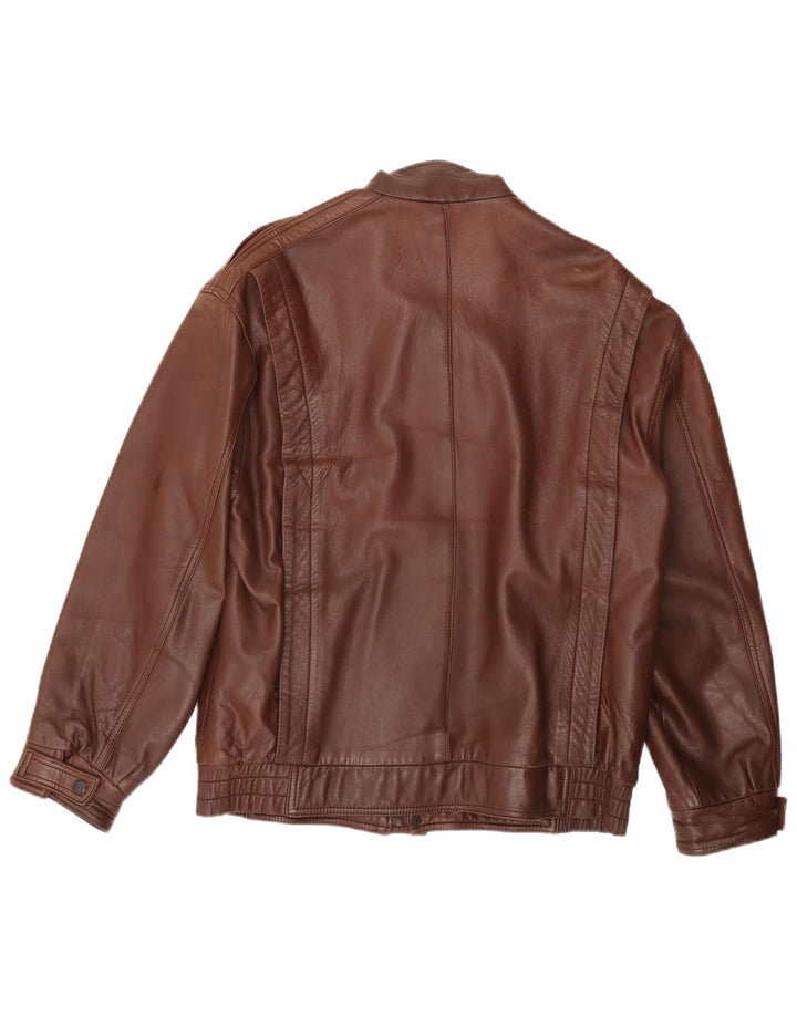 NOBLE Giacca in pelle da uomo vestibilità ampia EU 44 XS in pelle marrone