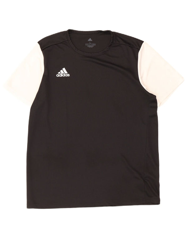 T-shirt Adidas da uomo a maniche corte, grande, in poliestere color block nero