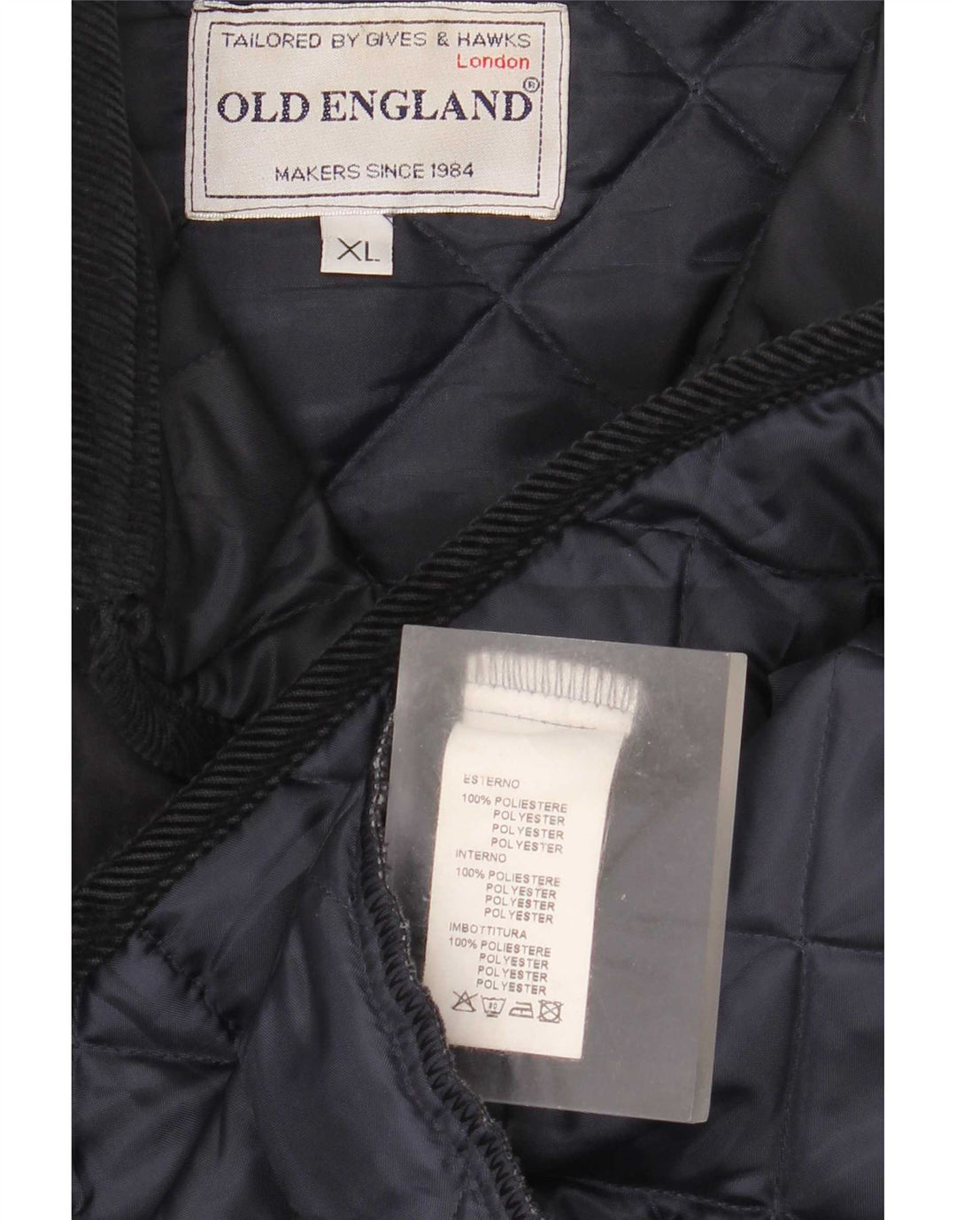 Giacca trapuntata da uomo Old England UK 42 XL Poliestere blu navy