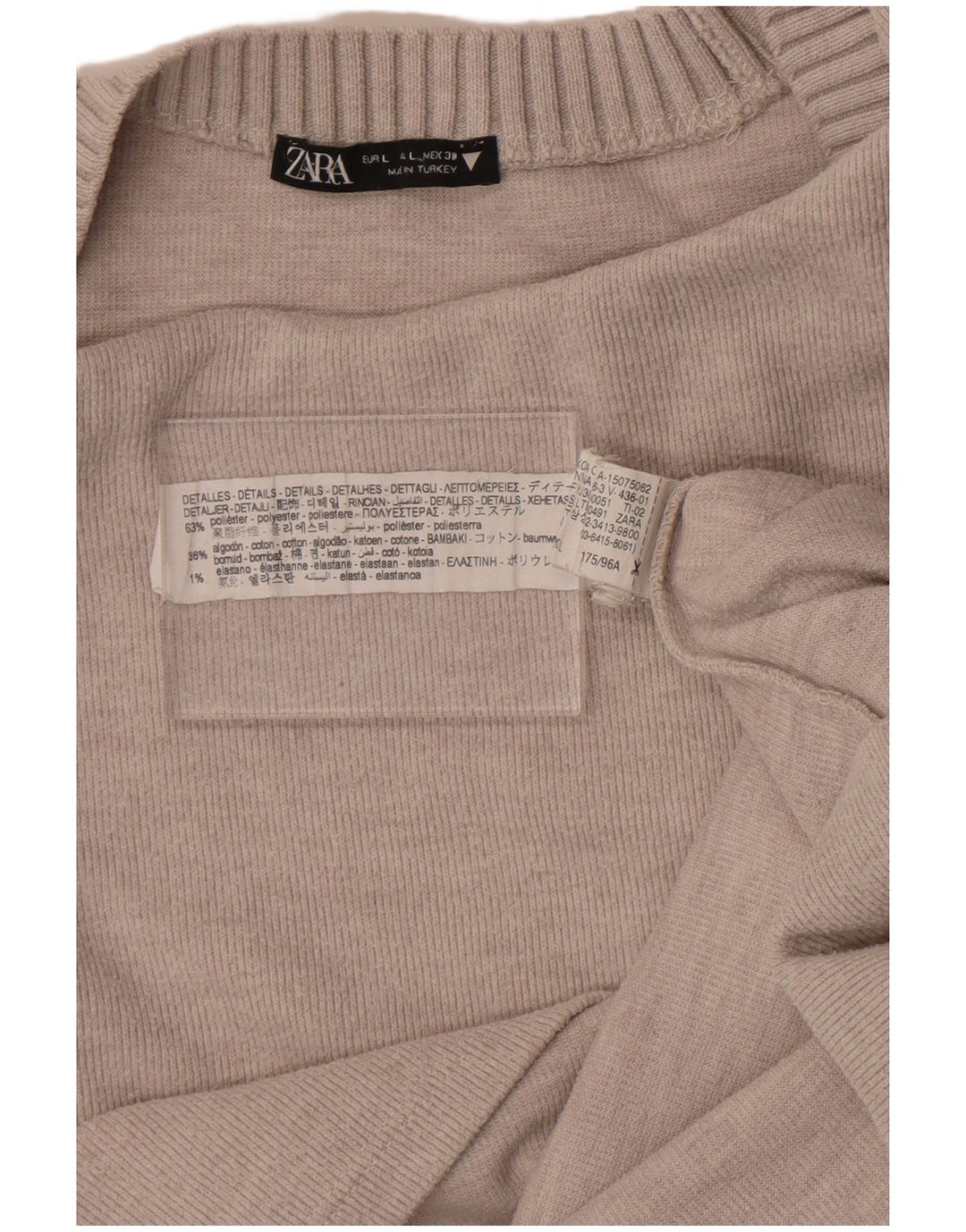 Maglione maglione girocollo oversize da donna Zara UK 16 grande poliestere grigio