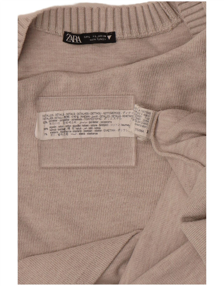 Maglione maglione girocollo oversize da donna Zara UK 16 grande poliestere grigio