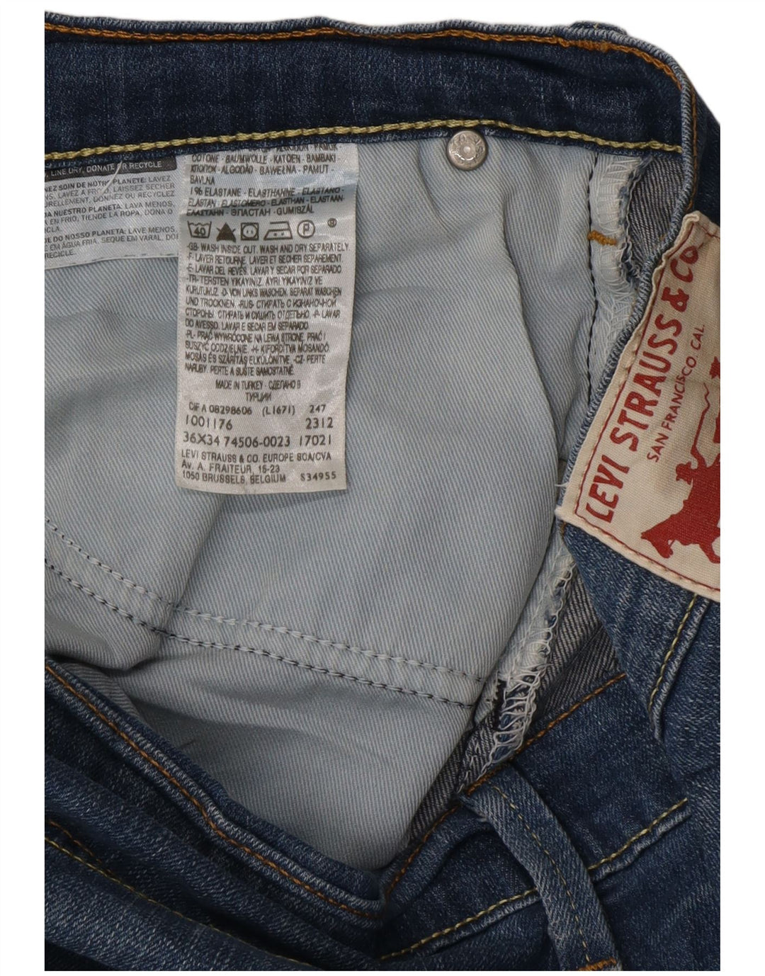 Jeans dritti da uomo Levi's W36 L34 cotone blu