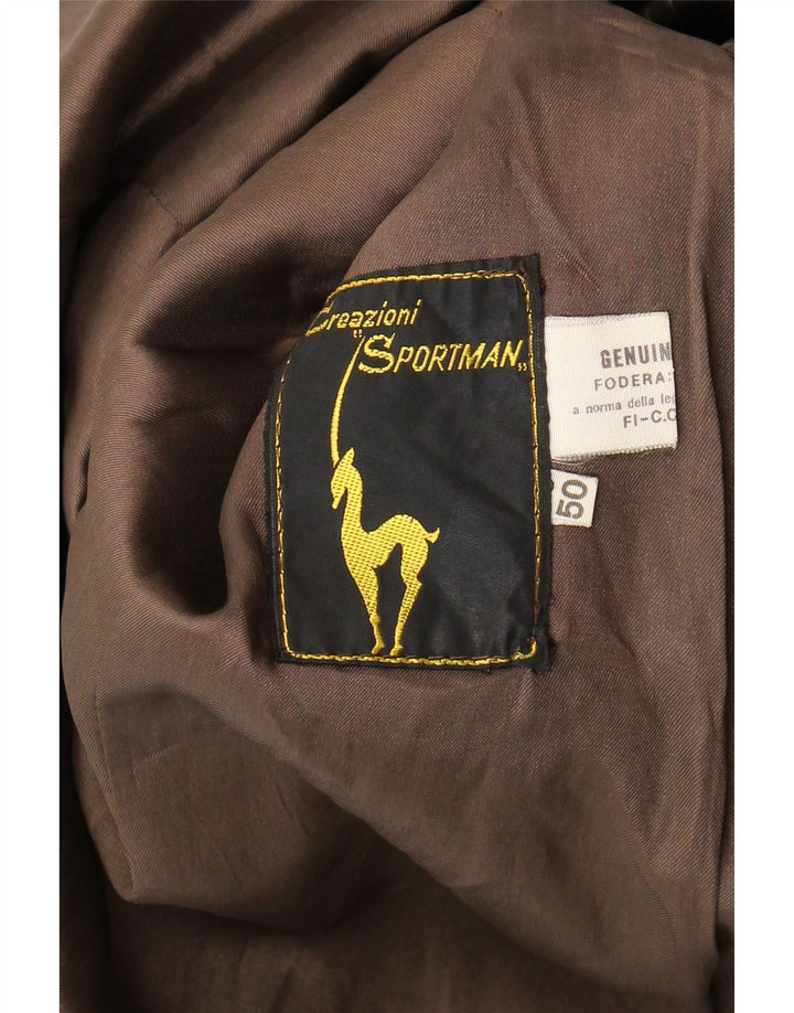 Cappotto in pelle da uomo VINTAGE IT 50 Large in pelle marrone