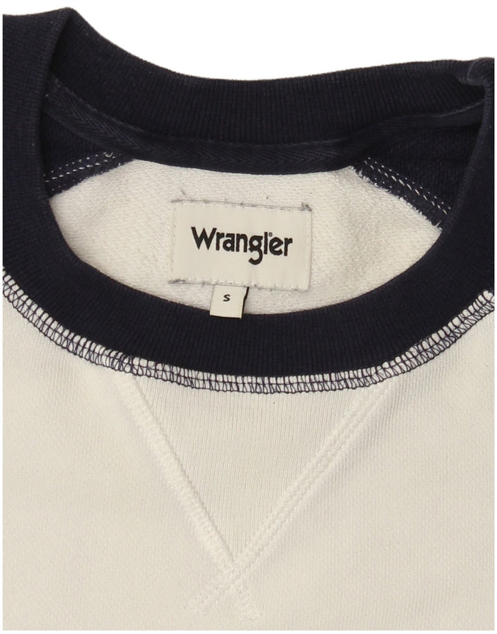 Felpa da uomo Wrangler maglione piccolo bianco color block